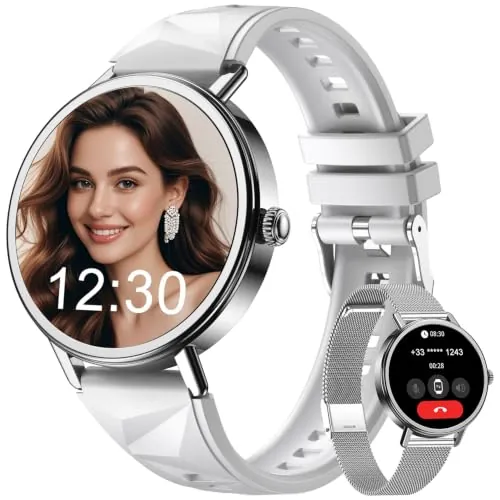 Blackview Reloj Inteligente Mujer con Pulsómetro, Oxímetro, Monitor Sueño, 1.26" Smartwatch Mujer con Llamadas, Whatsapp Notificación, Pulsera Actividad - 100+ Modos Deportivos, Podómetro, 2 Correas