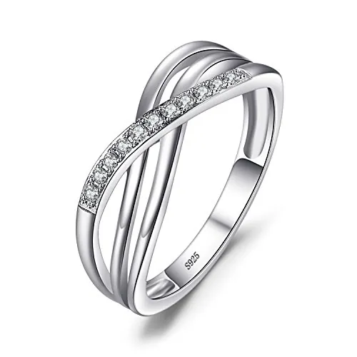 JewelryPalace Infinito Nudo Anillo de Plata de Ley 925 para Mujer, Anillo Promesa Cruz Ancho Sencillo, Elegante Piedra Preciosa, Regalo Niña Conjunto Joyas 18