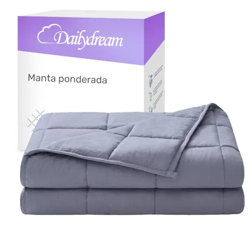 Dailydream Manta terapéutica ponderada algodón, 7 kg para Adultos, 155 x 200 cm, Gris