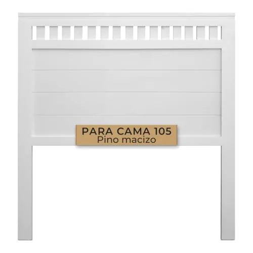 PEJECAR Cabecero de Cama 105 Blanco de Madera Maciza de Pino y Montado | Cabezal Juvenil o para Invitados con Patas al Suelo | Se Cuelga en Pared con Altura Regulable | Estilo Rústico y Clásico