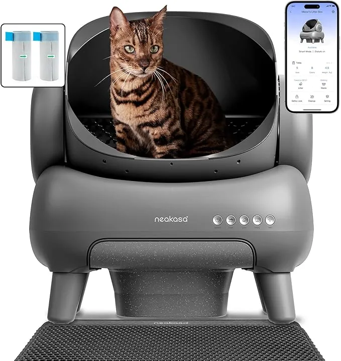 Neakasa M1 Arenero Gatos autolimpiable con diseño Abierto, Capacidad XXL, Control por App, Seguro, Limpieza rápida, sin olores e higiénico, Adecuado para hogares con Varios Gatos, Gris