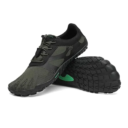 SAGUARO Hombre Barefoot Zapatillas Mujer Zapatillas Minimalista Transpirable Zapatillas de Trail Running, SAGUARO Vitality III- Zapatos Barefoot Stil: A Verde,Gr.44