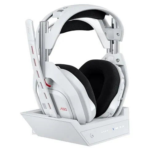 Logitech G Astro A50 Lightspeed Auriculares inalámbricos para Gaming + Base (5.ª Gen), Pro-G Graphene, Cambio Entre 3 Sistemas, USB-C, Xbox, PS5, PC, Nintendo Switch, Switch 2, Bluetooth - Blanco