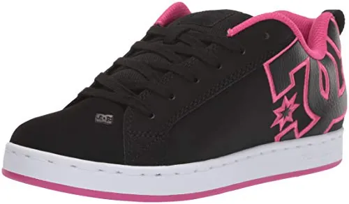 DC Shoes Court Graffik Zapatos de Skate, Mujer, Multicolor (Black/Pink Stencil), 37 EU