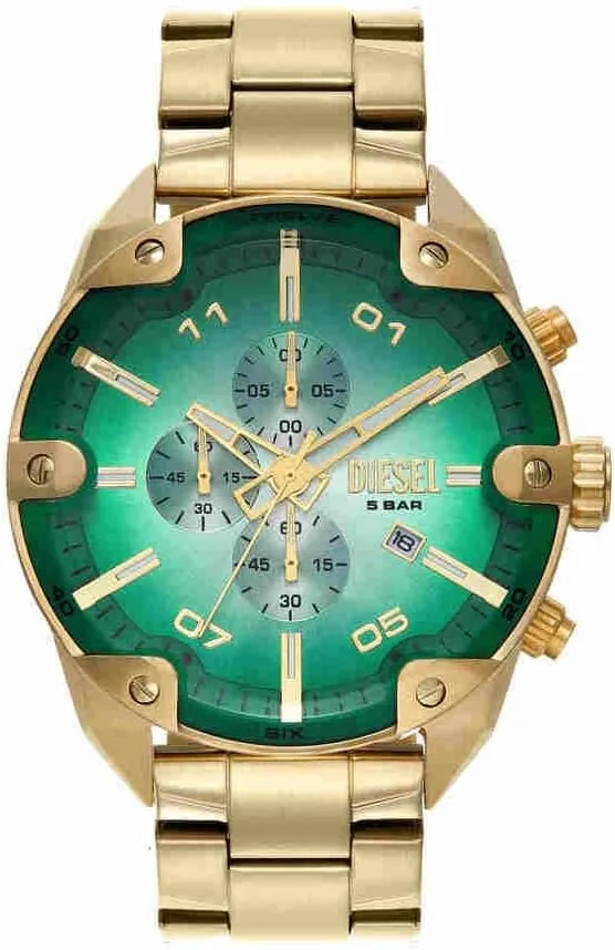 Diesel Reloj Spiked para Hombre, Movimiento cronógrafo de Cuarzo con Correa de Acero Inoxidable
