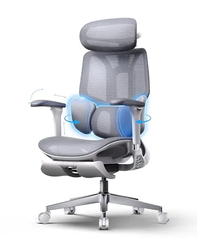 Hbada E3 Air 2026 Edition Silla Ergonómica Oficina con Soporte Lumbar 3 Zonas, Reposacabezas y Brazos 4D, Ajuste Automático de Peso, Reclinable 140°, Comfy Home Office Chair