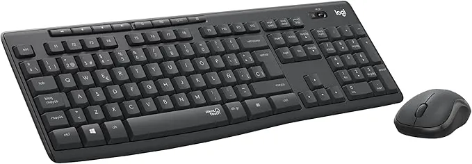 Logitech MK295 Silent Combinación de Teclado y Ratón Inalámbricos con SilentTouch, Seguimiento Óptico, Tecnología Inalámbrica sin Demoras, 90% Menos de Ruido, QWERTY Español, Negro