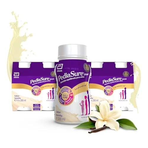 PediaSure drink – Sabor Vainilla – Complemento Alimenticio para Niños, con Proteínas, Vitaminas y Minerales – Pack de 8 Botellas x 200 ml