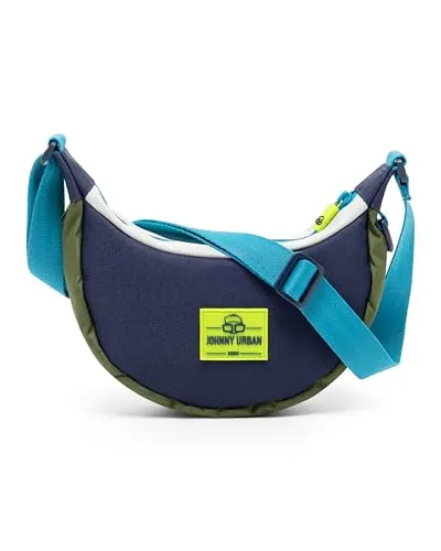 Johnny Urban Junior Pequeña Bolsa de Media Luna para Niñas y Niños Verde - Mio - Mini Half Moon Bag - Bolsa Bandolera para Patio de Recreo, Jardín de Infancia - A partir de 3 años - Repelente al Agua