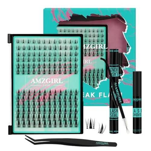 Manga Pestañas Postizas Cluster Lashes Kit 144PCS Fairy Kit Pestañas Pelo a Pelo with Lash Bond and Seal Remover and Lash Applicators for Beginner DIY at Home (8-16mm Kit,Black Bond)