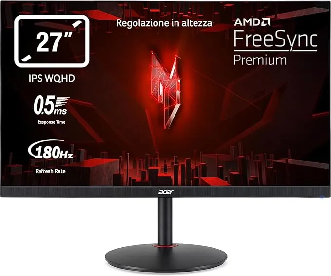 acer Nitro XV1 XV271U M3 - Monitor Gaming 27" WQHD IPS 180 Hz (68,6 cm, 2560x1440, 16:9, 250 Nits, Tiempo de Respuesta 1ms VRB, AMD FreeSync Premium, HDMI 2.0/DP 1.2) Monitor PC Gaming, Color Negro