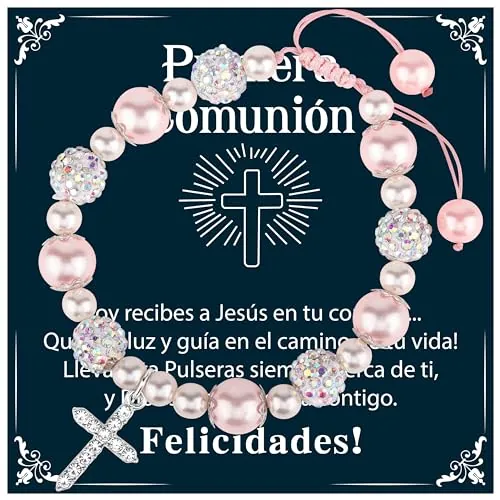 Rebundex Regalos Comunion Niña Originales Regalo Niña Primera Comunion Pulseras Comunión Tarjeta Bautizo Bebe Recien Nacido Hija Nieta Sobrina Ahijada