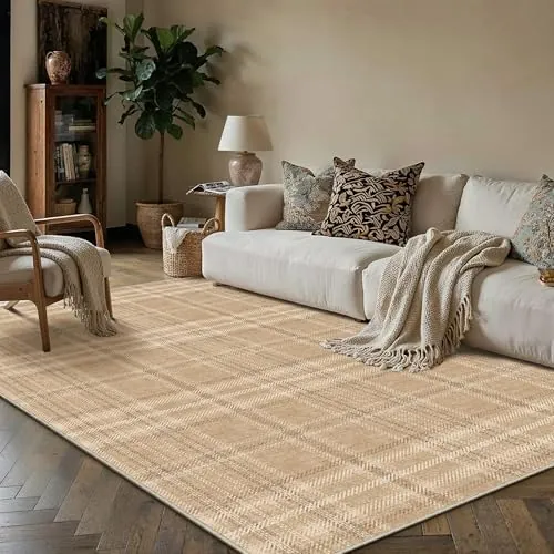 PureCozy Alfombra Salon 120x170cm Marrón Lavable Moderno Alfombras | Antideslizante, Geometría, Dormitorio, Habitacion, Sala, Grande, Pelo Corto
