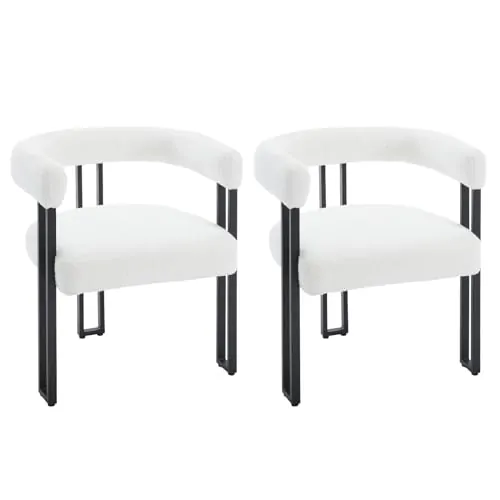 WOLTU Juego de 2 Sillas Comedor,Chenilla,Crema | Patas Metalicas, Cojín Amplio,Tapizadas,Modernas para Salon, Restaurante