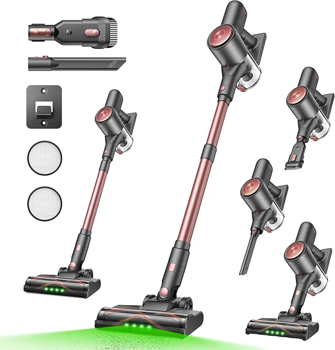 Vexilar V10Pro Aspiradora sin Cable 45KPa Potente,Aspiradora Fácil Limpieza,Autonomía 45 Min,Batería Extraíble,Accesorios Multiusos,Aspirador Escoba Ligero para Suelos/Alfombras/Coche/Pelo de Mascotas