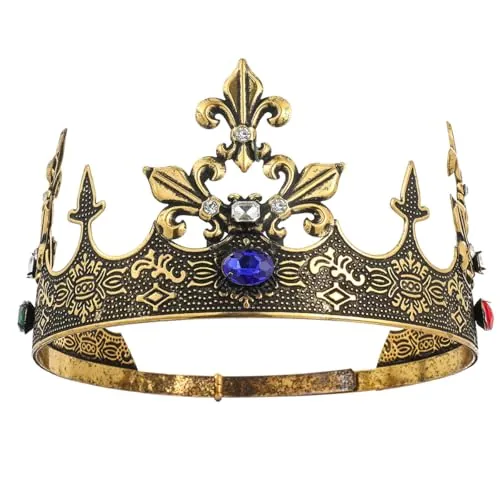 LEEMASING Royal - Corona medieval para hombre, para graduación, cosplay, cumpleaños, boda, fiesta, accesorios para el pelo