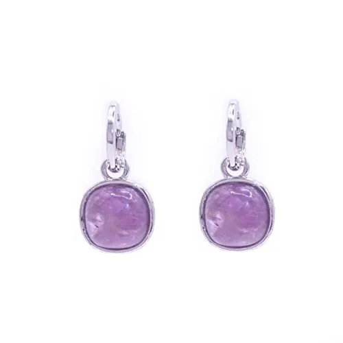 ZARZAMORA Pendientes de Piedra Natural- Aros Colgantes Chapados en platinos - Piedras Semi Preciosas Curativas Energéticas y Protectoras -Amuleto Ideal (Marrón-Ojo de tigre)