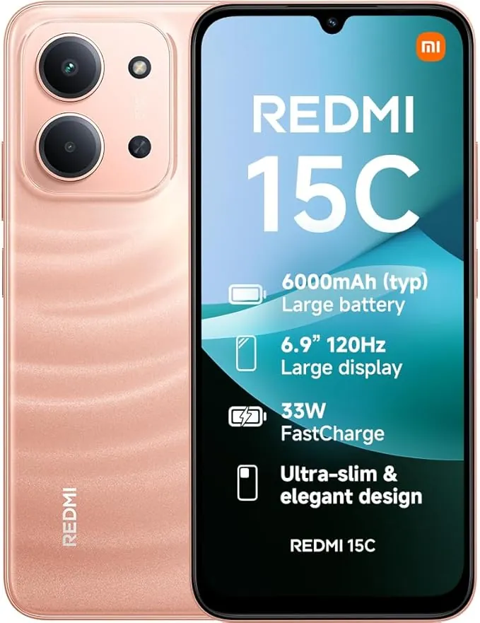 XIAOMI Redmi 15C, Smartphone 4+256GB, Pantalla de 6.99 Pulgadas, 120 Hz, Diseño de 7.99 mm, MediaTek Helio G81-Ultra Octa-Core, Cámara Dual AI de 50 MP, 6000 mAh, Naranja Crepúsculo