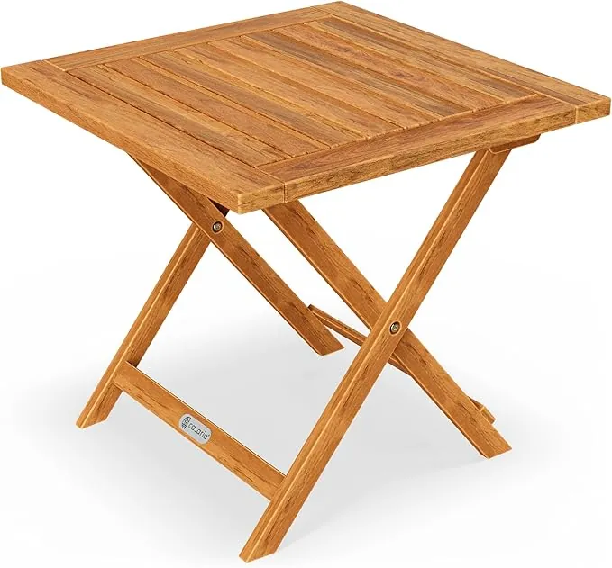 Casaria® Mesita de Jardín de Madera de Acacia 46x46cm Carga hasta 80kg Estable Resistente Intemperie Mesa Auxiliar Plegable Exterior Balcón Terraza Patio