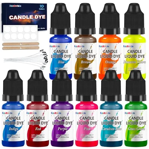 FansArriche Tinte para Velas Líquido, 10 Colores de 10 ml