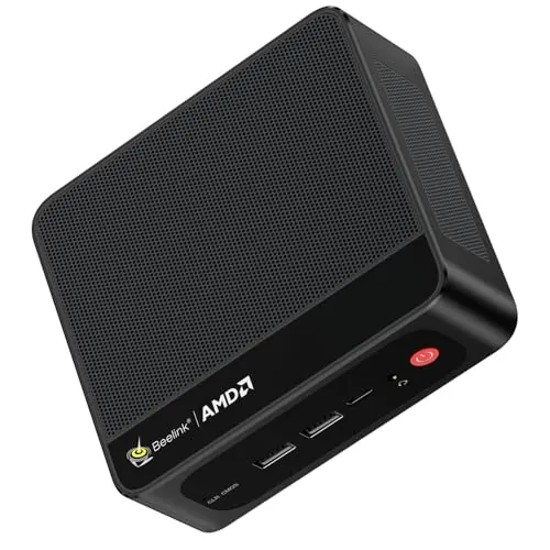 Beelink Mini PC SER5 MAX Mini Ordenador de Sobremesa con AMD Ryzen 7 7735HS (8C/16T, hasta 4.75GHz), 24G (12G*2) LPDDR5, 1TB M.2 PCIe SSD, BT 5.4/WiFi 6/2500Mbps LAN/HDMI/DP/Tipo-C