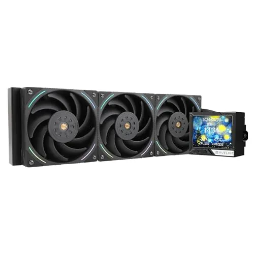 TR Mjolnir Vision 360 ARGB Black-AIO CPU Liquid Cooler, pantalla LCD IPS con resolución de 320 x 240, para AM4/AM5 y LGA1700/1851, '3,5 pulgadas'Pantalla LCD absorbente
