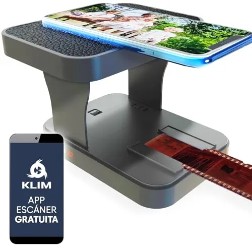 KLIM K2 Escáner de Negativos y Diapositivas de 35 mm + Nuevo + Kit digitalizador de diaposistivas y escaner de Fotos + Tu Propio Servicio de digitalización de Negativos en casa con tu móvil