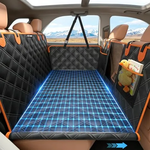 KYG Extensor de Asiento Trasero para Perros Soporta 500lbs Funda Asiento Coche Perro Impermeable e Antideslizante Protector Coche Perro con Ventana de Malla Visible para Coche SUV Camión 132x62x40 cm