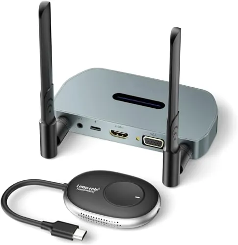 Lemorele Kit HDMI Inalámbrico 50 m, 1080P@60Hz, HDMI + VGA, Audio 3,5 mm