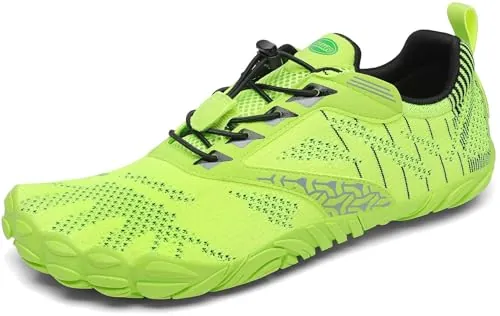 SAGUARO Hombre Mujer Minimalistas Zapatillas de Trail Running Ligeras y Respirable Zapatos Descalzos Gym Playa Calzado de Deportes Acuaticos para Correr Senderismo, Verde Fluorescente, 43 EU