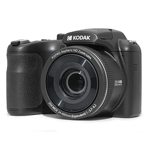 Kodak Pixpro Astro Zoom AZ255 - Cámara Digital Bridge de 16 MP, Zoom óptico de 25x, vídeo HD 1080p, Gran Angular de 24 mm, estabilizador óptico, Pantalla LCD de 3" - Negro