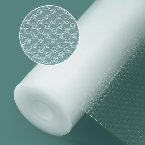 Origuuds Protector Cajones Cocina Non Adhesivo EVA Plastico Protector Antideslizante Estantes el Gabinete Impermeable, para Nevera Mueble Fregadero Estante (Transparente/50cmx600cm)