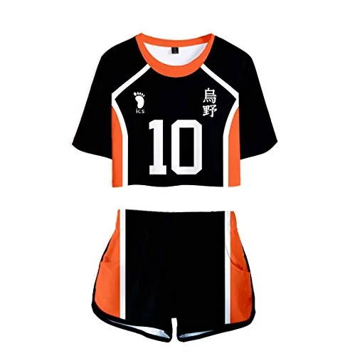 Yumenam Haikyuu - Conjunto de manga corta para mujer, diseño de voleibol juvenil, 2 piezas, Color G, S