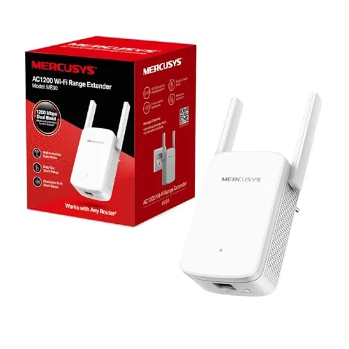 Mercusys ME30 - Repetidor WiFi 5, AC1200, Doble Banda, Antenas externas