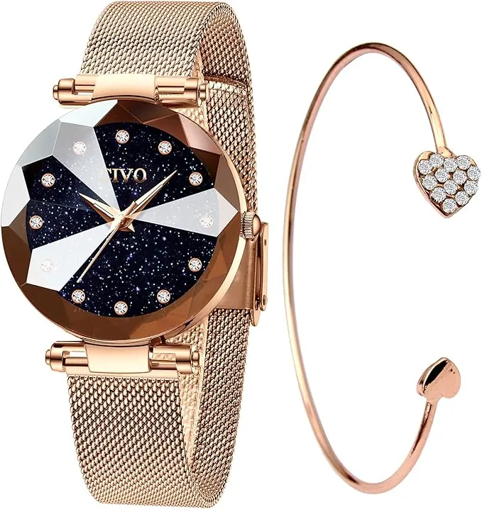 CIVO Relojes para Mujer Reloj Damas de Malla Impermeable Cuero Lujo Minimalista Elegante Banda de Acero Inoxidable Relojes de Pulsera Moda Vestir Negocio Casual Reloj de Cuarzo