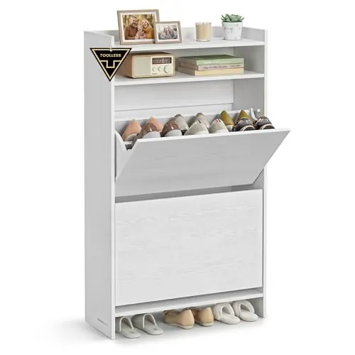 SONGMICS HOME Mueble Zapatero, Montaje Rápido Sin Herramientas Toolless