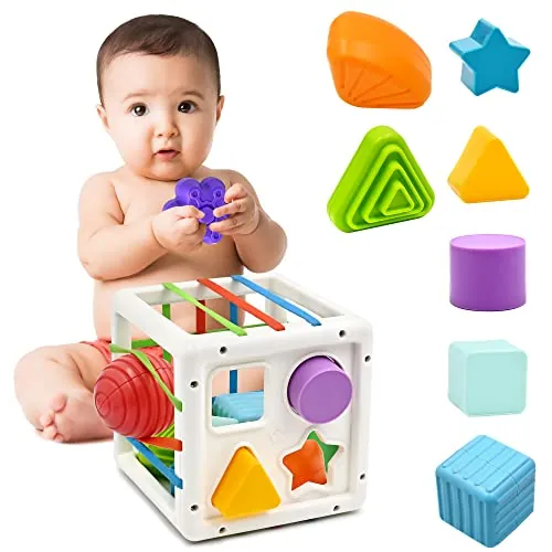 Mailesi Juguetes Montessori Niños 12 18 24 Meses, Juguetes Bebes en Forma de Cubo para La Motricidad Fina y el Aprendizaje Temprano, Regalo Sensorial para Niños y Niñas 1 2 3 Años, Regalo Juguetes