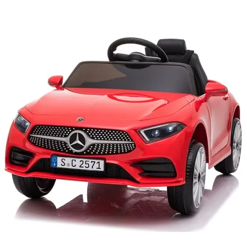 LALAHO Coche Electrico para niños,Mercedes para Niños 12V Rojo