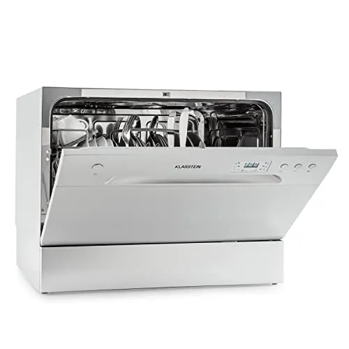 Klarstein Lavavajillas para Encimera Pequeño, 6 Cubiertos, Mini Lavavajillas Portatil Sobre Mesa Silencioso, 6 Programas de Lavado, Lavavajillas Compacto para Uso en Casa y Oficina
