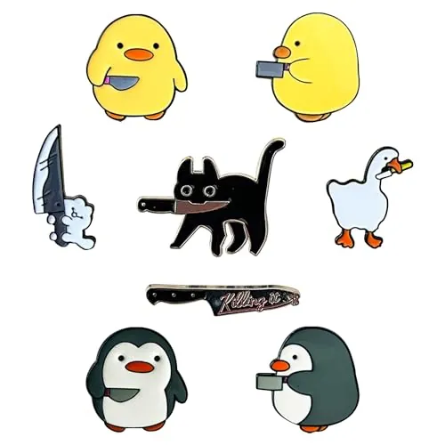 8 insignias de dibujos animados esmaltados, insignias de animales lindos, broches de pato, broches emocionales para hombres, mujeres, niños, 0.8~3.7*2.6~3.8cm, Zinc