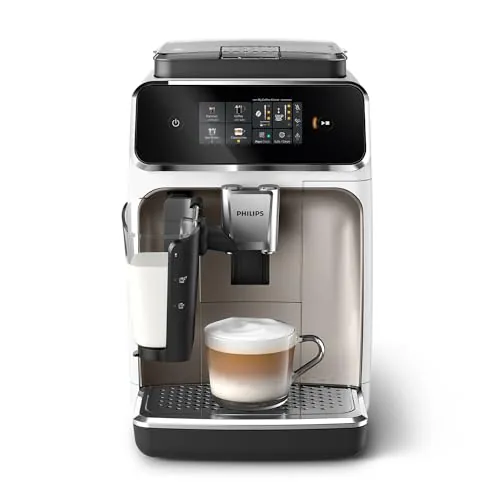 PHILIPS 2300 Cafetera Superautomática LatteGo, 4 bebidas, Cromo Blanco
