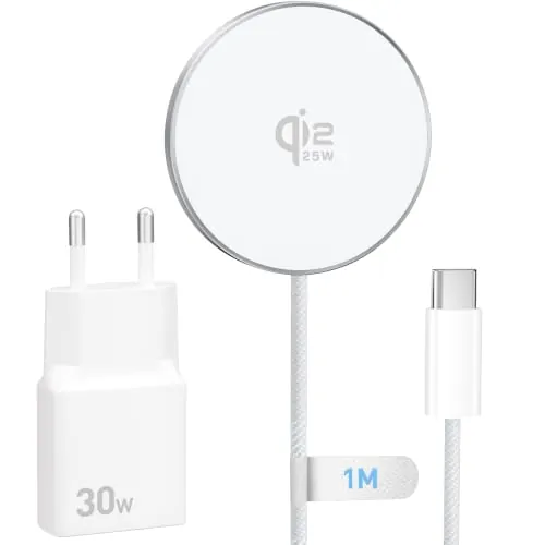 25W Cargador Inalámbrico para Magsafe + 30W Cargador USB C Carga Rapida