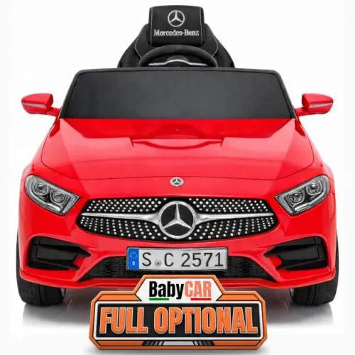 BabyCar Mercedes CLS 350 AMG | Coche Electrico para Niños 12V con 2 Motores 25W | Carro Electrico Infantil con Mando Parental, Asiento de Piel, Puertas Abatibles, MP3/USB | Mercedes Oficial | Rojo