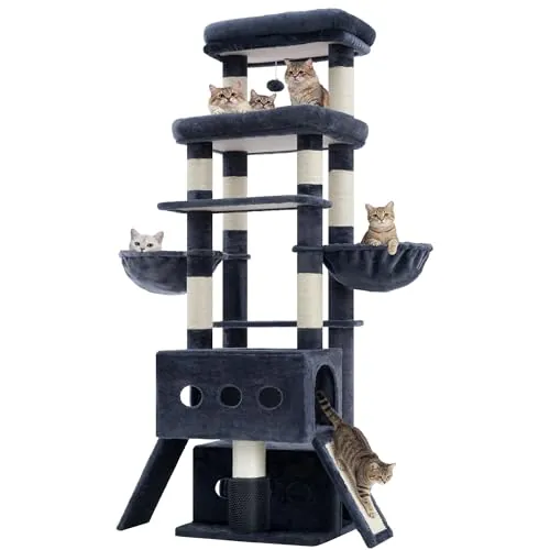 Hey-brother Rascador para Gatos, con 2 Cuevas, 2 Plataformas, MPJ085G