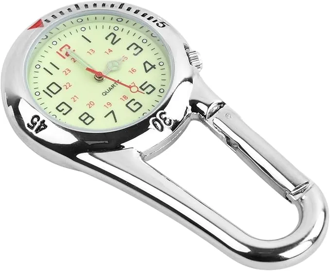 Reloj Digital de Deporte con Clip, Llavero de Bolsillo Clip En Mosquetón Bisel Giratorio Esfera Luminosa Reloj Fob para Médicos Enfermeras Paramédicos Escalada Montañismo