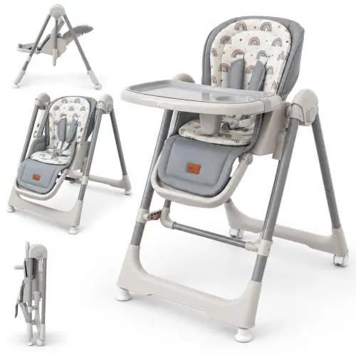 Twinly Trona evolutiva bebe 2 en 1, Hamaca y Columpio - Movity, Gris | Plegable, Reclinable, Arnés de 5 Puntos, De 6m a 15 kg