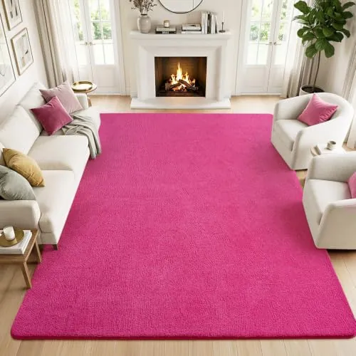 Rezutan Alfombra Grande de salón 240x340 cm - Rosa, de Pelo Corto Lavable