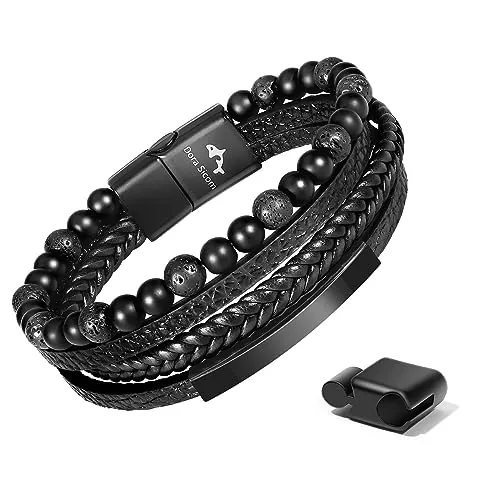 Dora Sicom SOFISTICACIÓN SIN LÍMITES: Eleva tu presencia Pulsera Hombre combina la textura rica del cuero sintético con un diseño que grita confianza y buen gusto en cada detalle.