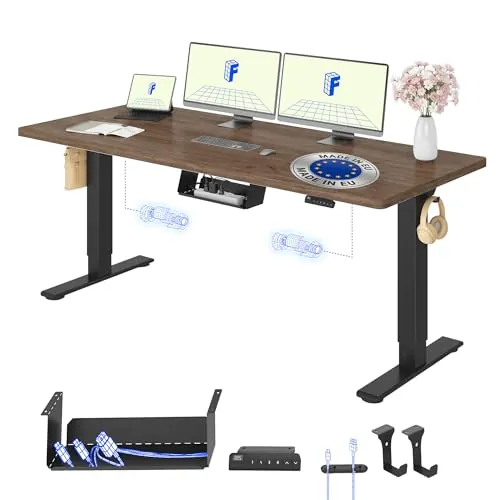 FLEXISPOT Escritorio Elevable con 2 Motores y Tablero Acabado de Roble Entero Hecho en la UE, 180 x 80 cm; Escritorio de Oficina Ergonómico Eléctrico para Oficina, Trabajo Remoto, Hogar y Empresa