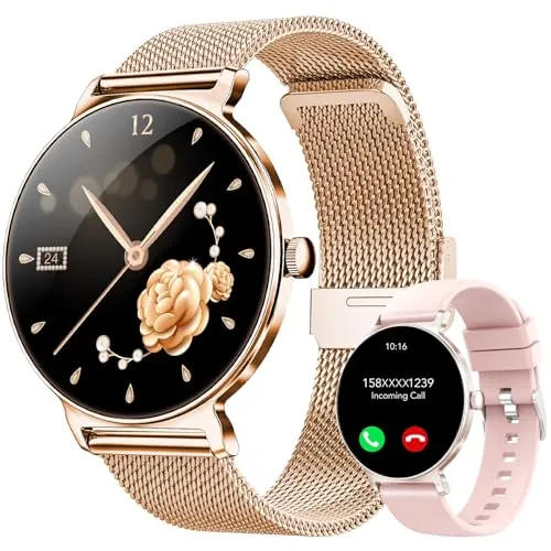 taopodo Reloj Inteligente Mujer, 1.27" Smartwatch Mujer con Llamadas, Monitor de Sueño, Función Femenina, 120+ Modos Deportivos, Podómetro, 24H Pulsómetro, SpO2, IP68, para Android/iPhone